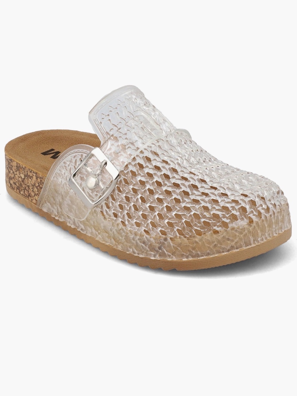 Mia Shoes Clear Jelly Clog Mule with Cork-Inspired Sole
